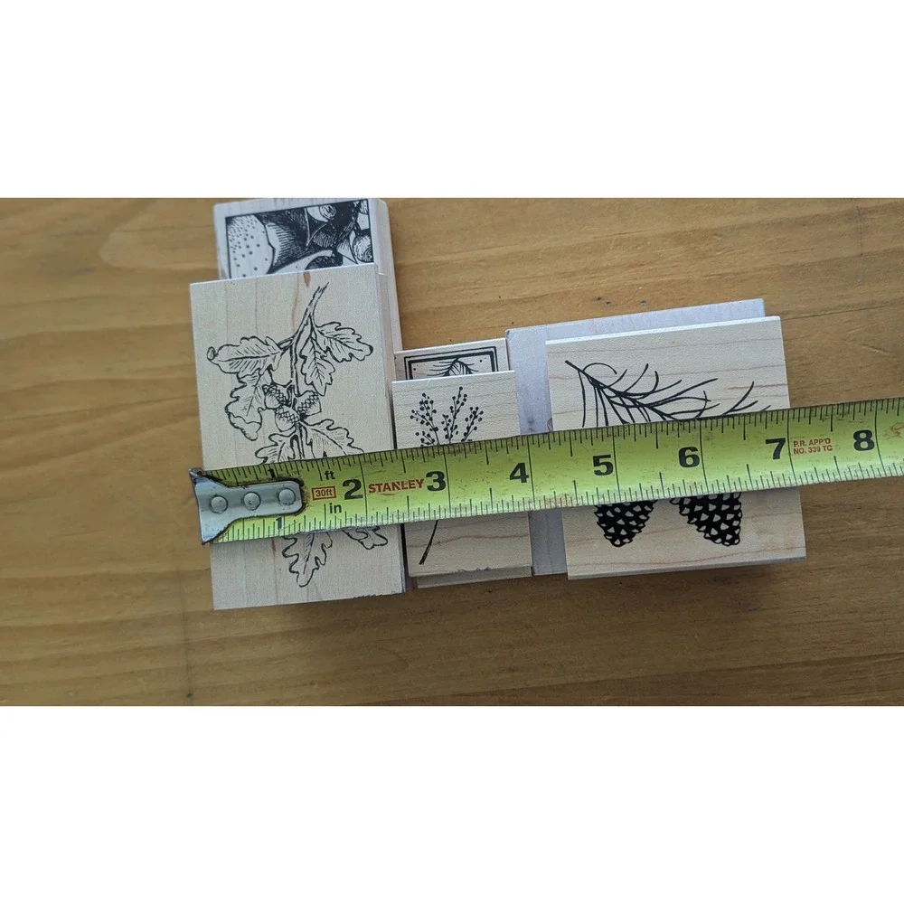 Great Impressions All Night Media Botanical Wood Rubber Stamp Lot Pinecone Acorn